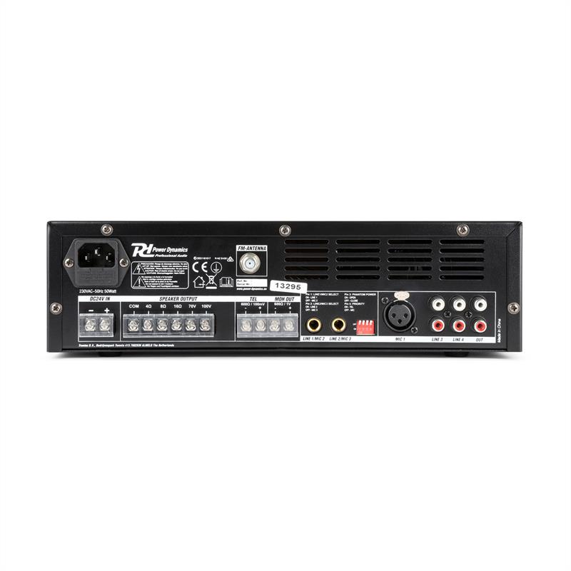 Power Dynamics PBA60, 100 V zosilňovač, 60 W, USB/SD port, MP3, bluetooth – Obrázok 3