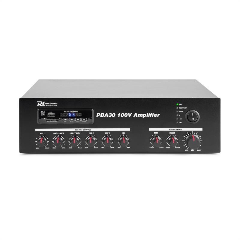 Power Dynamics PBA30, 100 V zosilňovač, 30 W, USB/SD, MP3, bluetooth – Obrázok 2