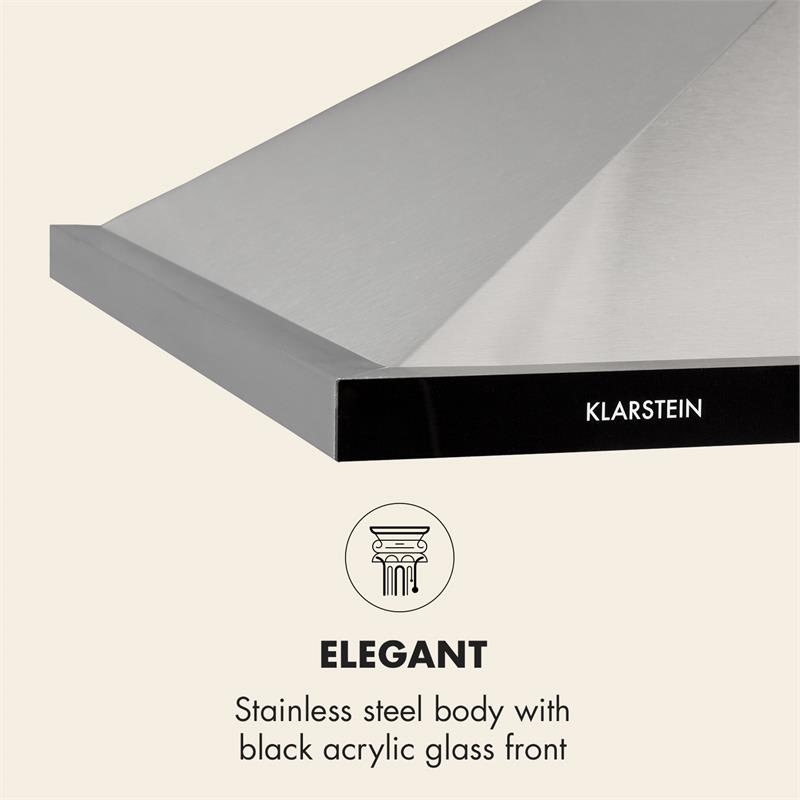 Klarstein Galina 90, digestor, 90 cm, 350 m³/h, LED, ušľachtilá oceľ, akrylové sklo – Obrázok 4
