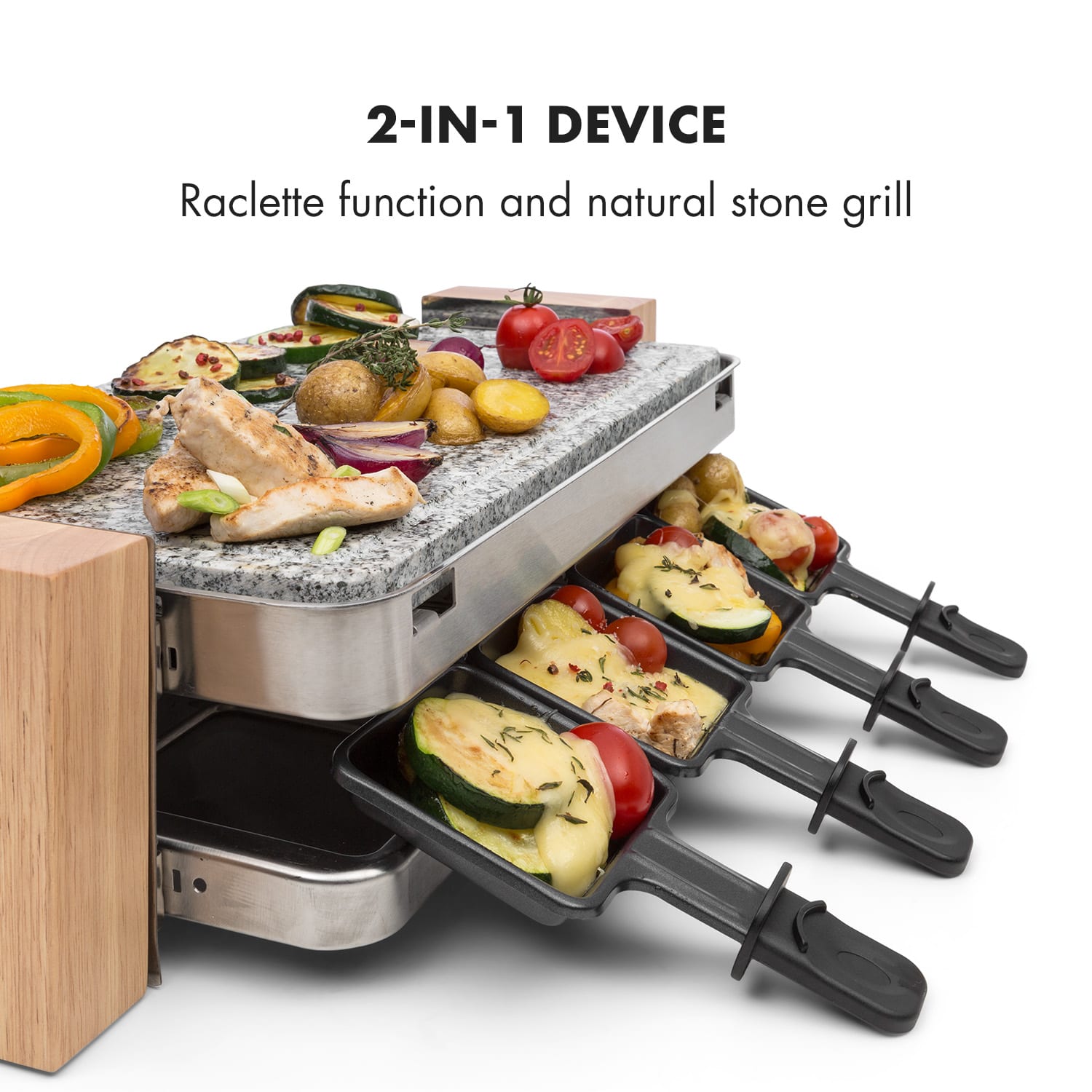 Klarstein Prime-Rib, raclette gril, 1500 W, platňa z prírodného kameňa, konštrukcia z nehrdzavejúcej ocele – Obrázok 4