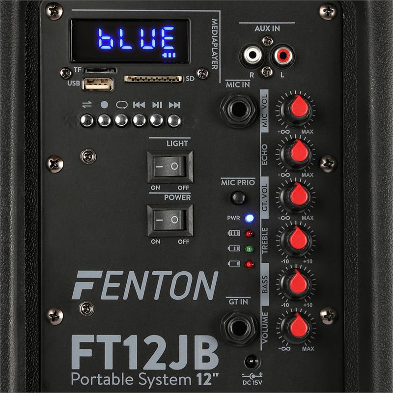 Fenton FT12JB, aktívny reproduktor, 12", 700 W, BT/USB/SD/MP3/AUX-In, LED, jellyball, akumulátor – Obrázok 4