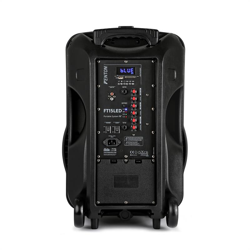 Fenton FT15LED, aktívny reproduktor 15", 800 W, BT/USB/SD/AUX-In, LED, mikro-vozík – Obrázok 4