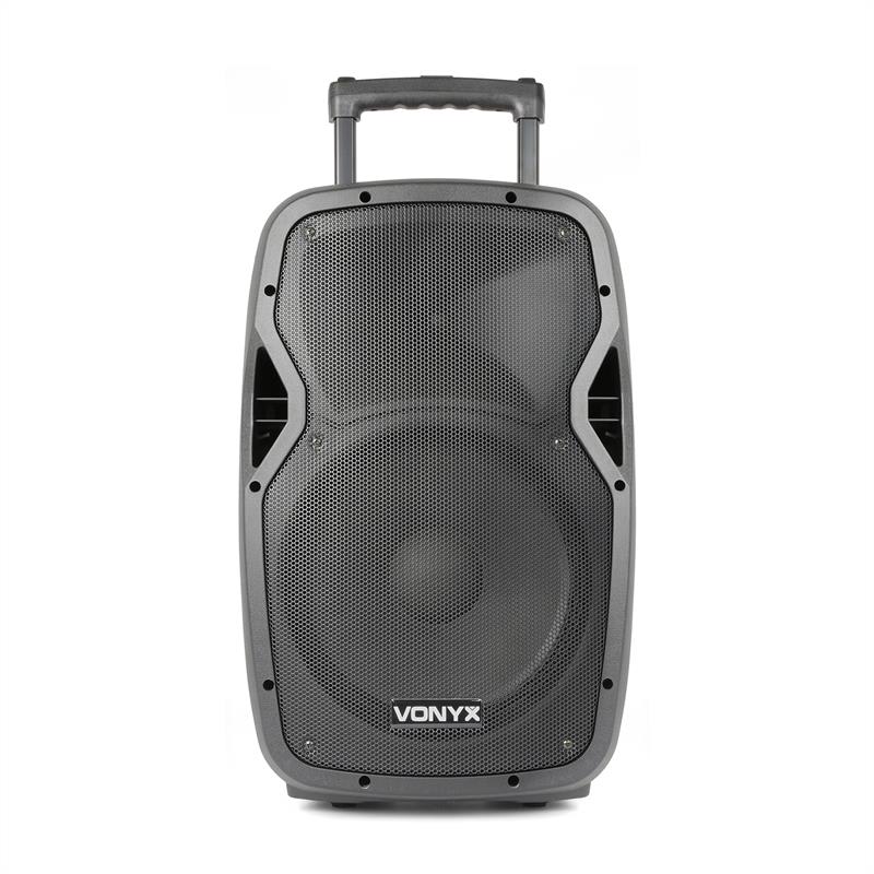 Vonyx AP1200PA, mobilný PA systém, 12" woofer, 600 W, BT/USB/SD/AUX, 3 x mikrofón, akumulátor, vozík – Obrázok 2