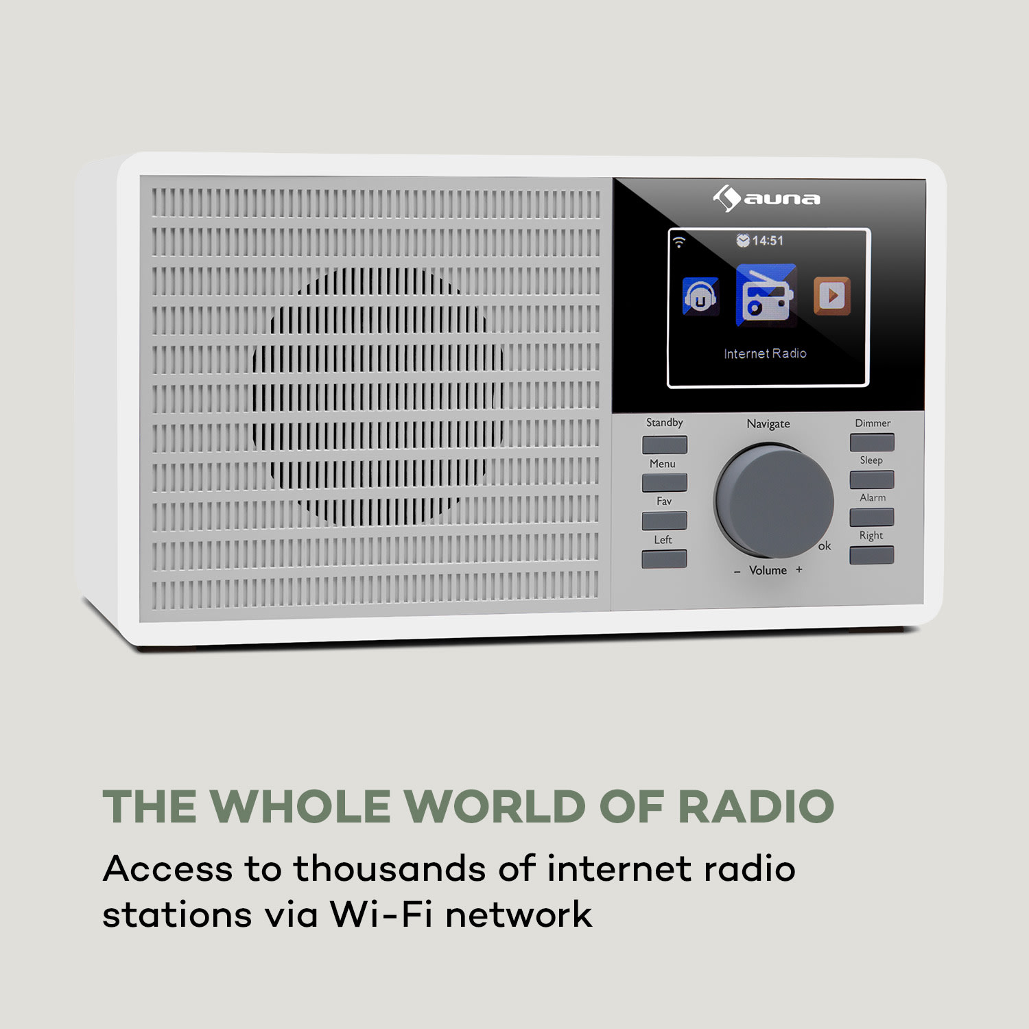 Auna IR-160, internetové rádio, WiFi, USB, AUX, UPnP, 2.8" TFT-displej, diaľkové ovládanie, biela farba – Obrázok 3