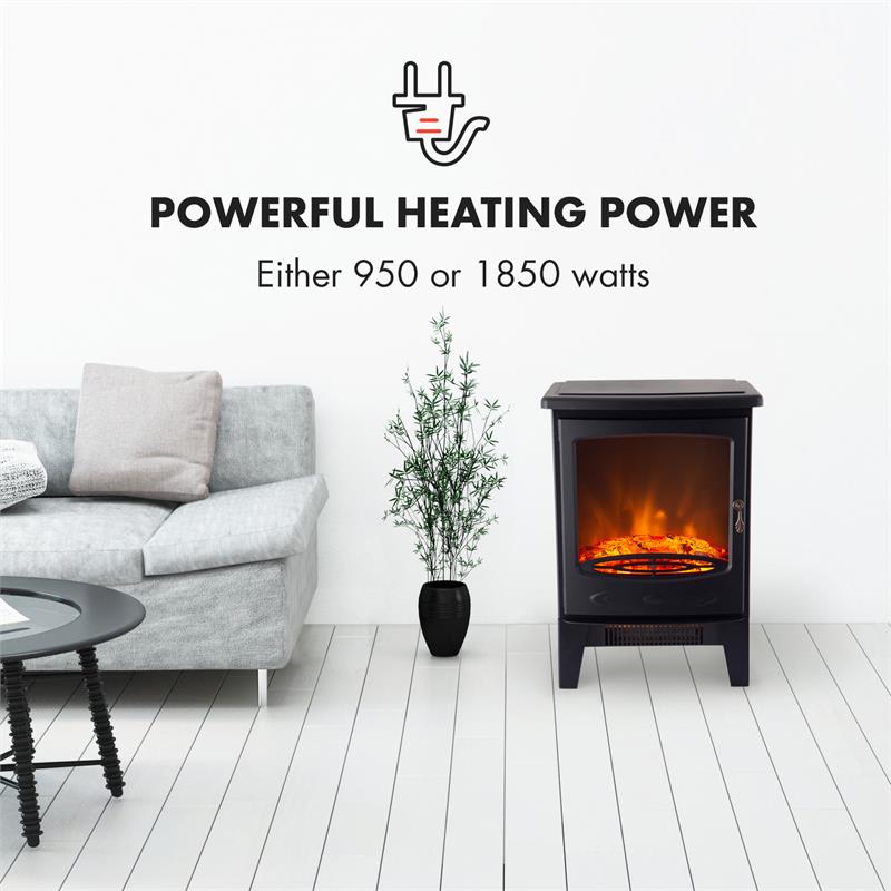 Klarstein Meran, elektrický krb, 950/1850 W, InstaFire, stmievateľný, čierny – Obrázok 2