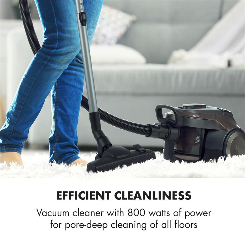Klarstein Clean King Ergo, cyklónový vysávač, 800 W, bezvreckový, HEPA13, trieda energetickej účinnosti A, sivo/strieborný – Obrázok 2