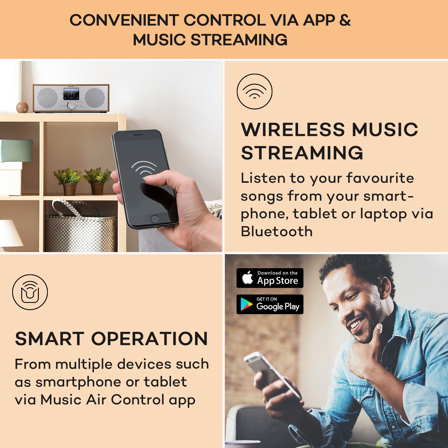 Auna Silver Star Stereo, internetové DAB+/FM rádio, WiFi, BT, DAB+/FM, dub – Obrázok 4