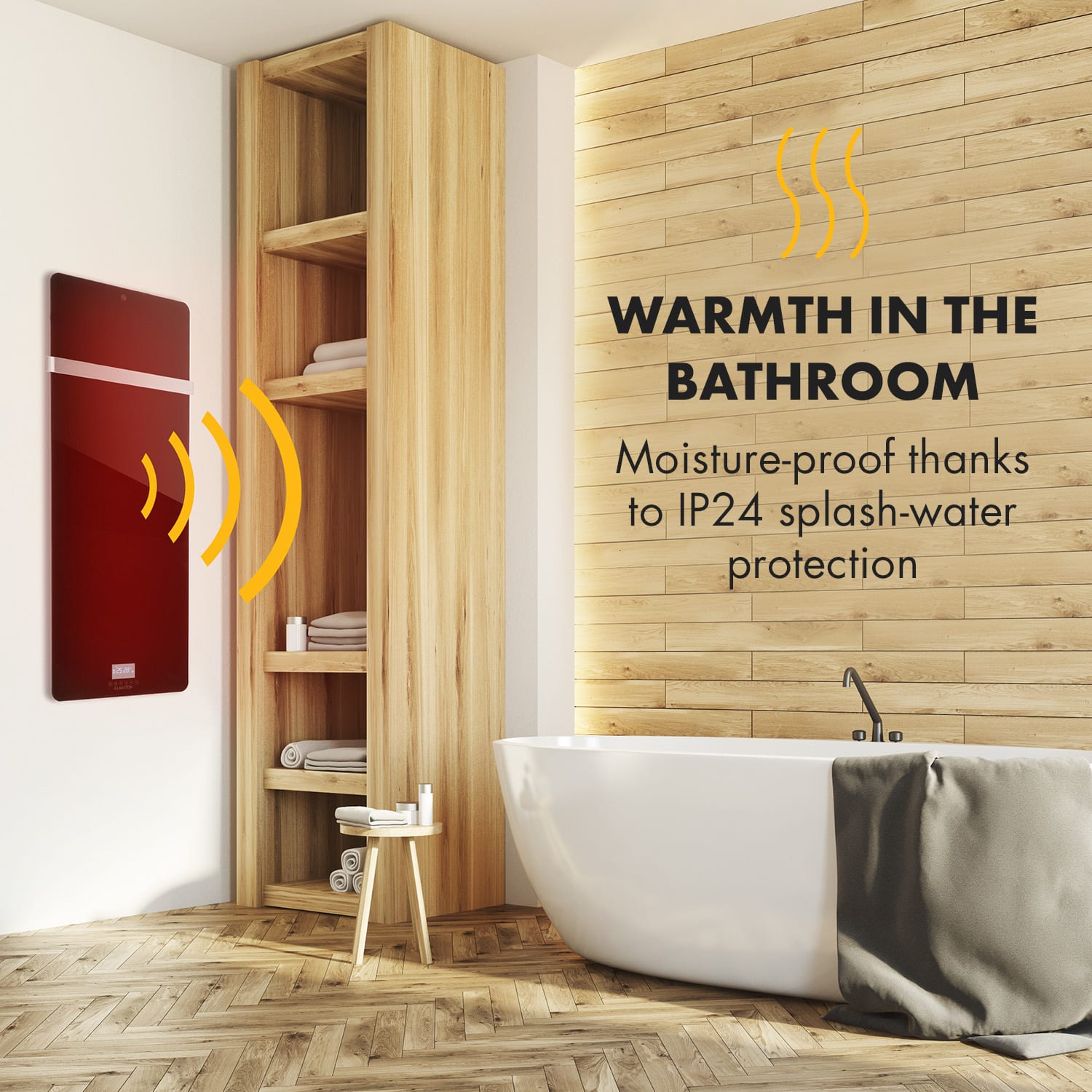 Klarstein Hot Spot Crystal IR, infračervený orievač, 45 x 120 cm, 20 m², 850 W, 5 - 40 °C, LED, IP24, čierny – Obrázok 2