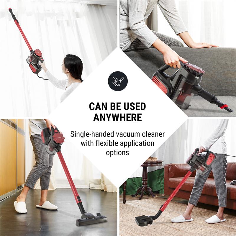 OneConcept CleanTurbo, cyklónový ručný vysávač, 600 W, MultiCyclonic System, červený – Obrázok 2
