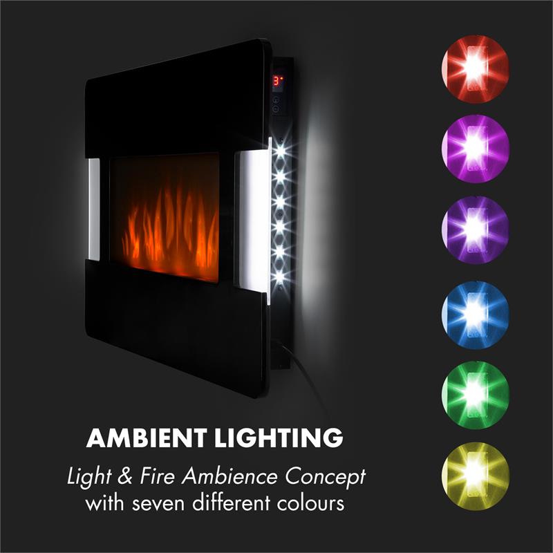 Klarstein Belfort Light & Fire, elektrický krb, 1000/2000 W, diaľkové ovládanie, čierny – Obrázok 3