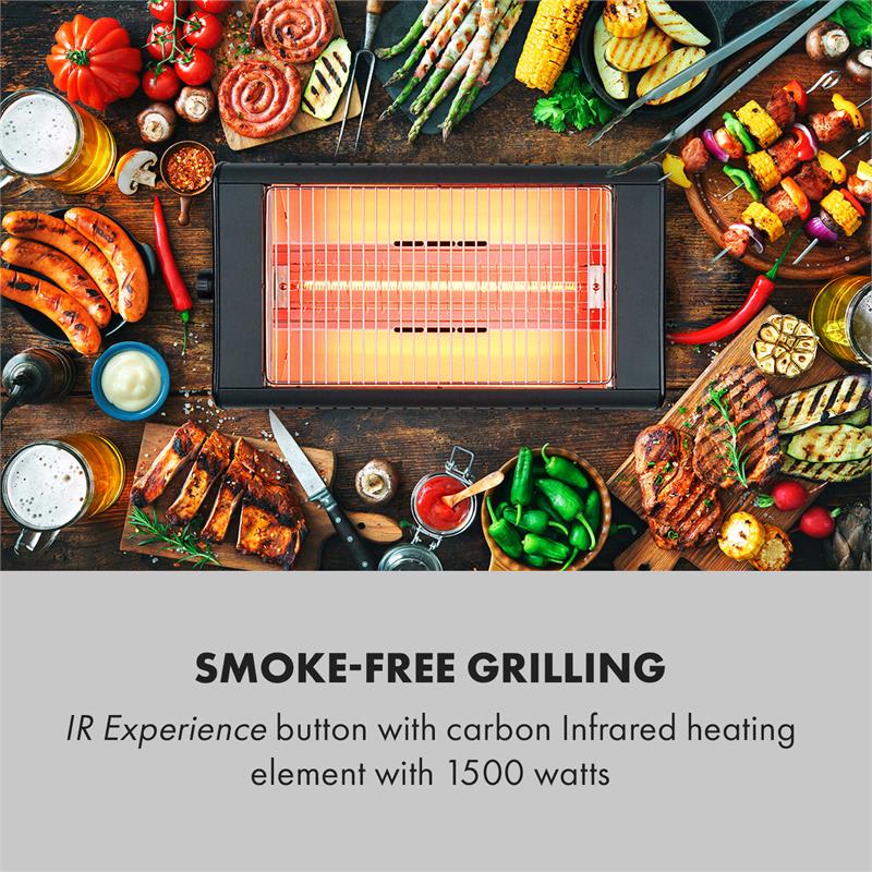 Klarstein Infragrill, elektrický gril, infračervený, 1500 W, bez dymu, čierny – Obrázok 2