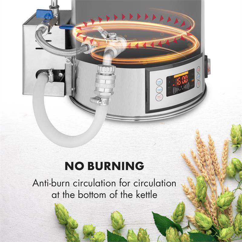 Klarstein Brauheld 15, sladový kotol, 15 litrov, 30 - 140 °C, obehové čerpadlo, ušľachtilá oceľ – Obrázok 5