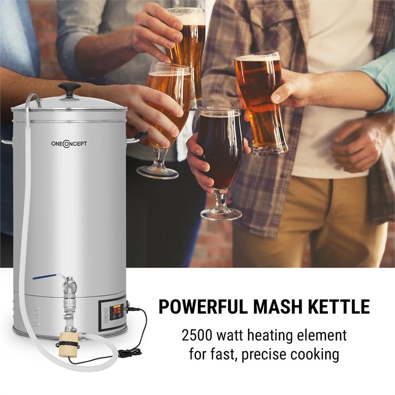 OneConcept Hopfengott 30, sladový kotol, 30 litrov, 30 - 140 °C, obehové čerpadlo, ušľachtilá oceľ – Obrázok 2