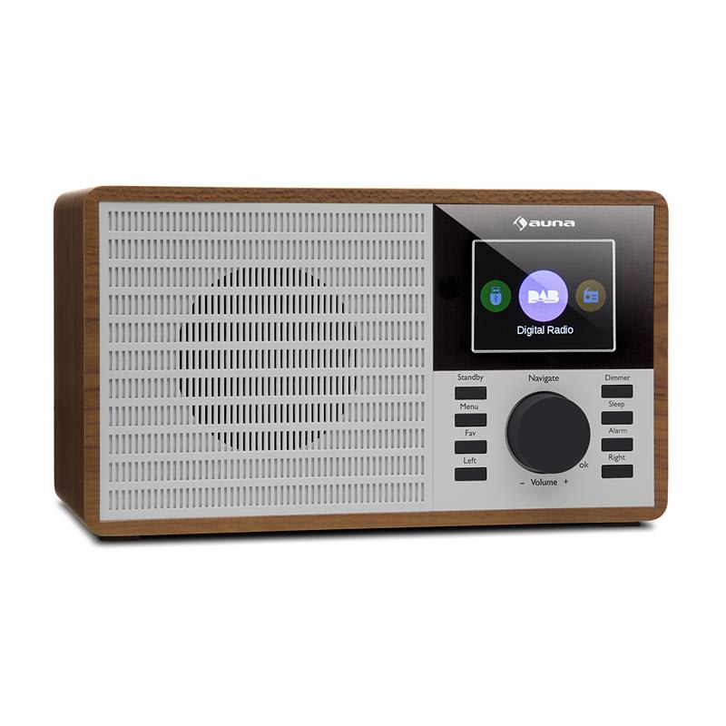 Auna DR-160 BT, DAB+/FM rádio, USB, AUX, 2.4" TFT displej, drevo