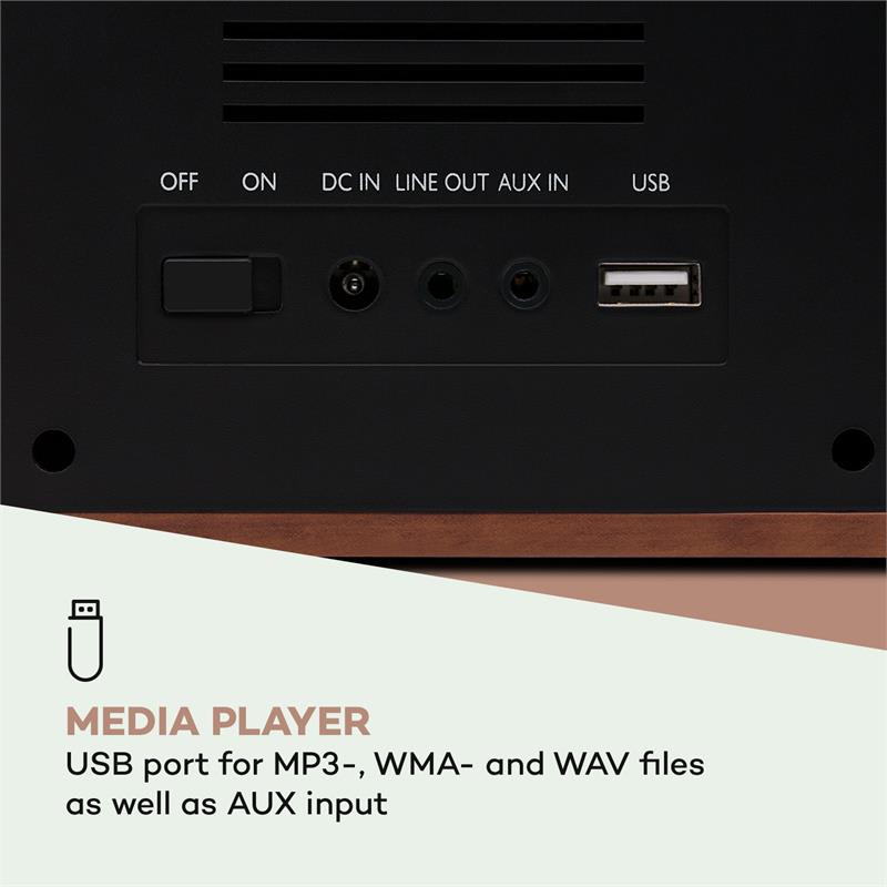 Auna DR-160 BT, DAB+/FM rádio, USB, AUX, 2.4" TFT displej, drevo – Obrázok 4