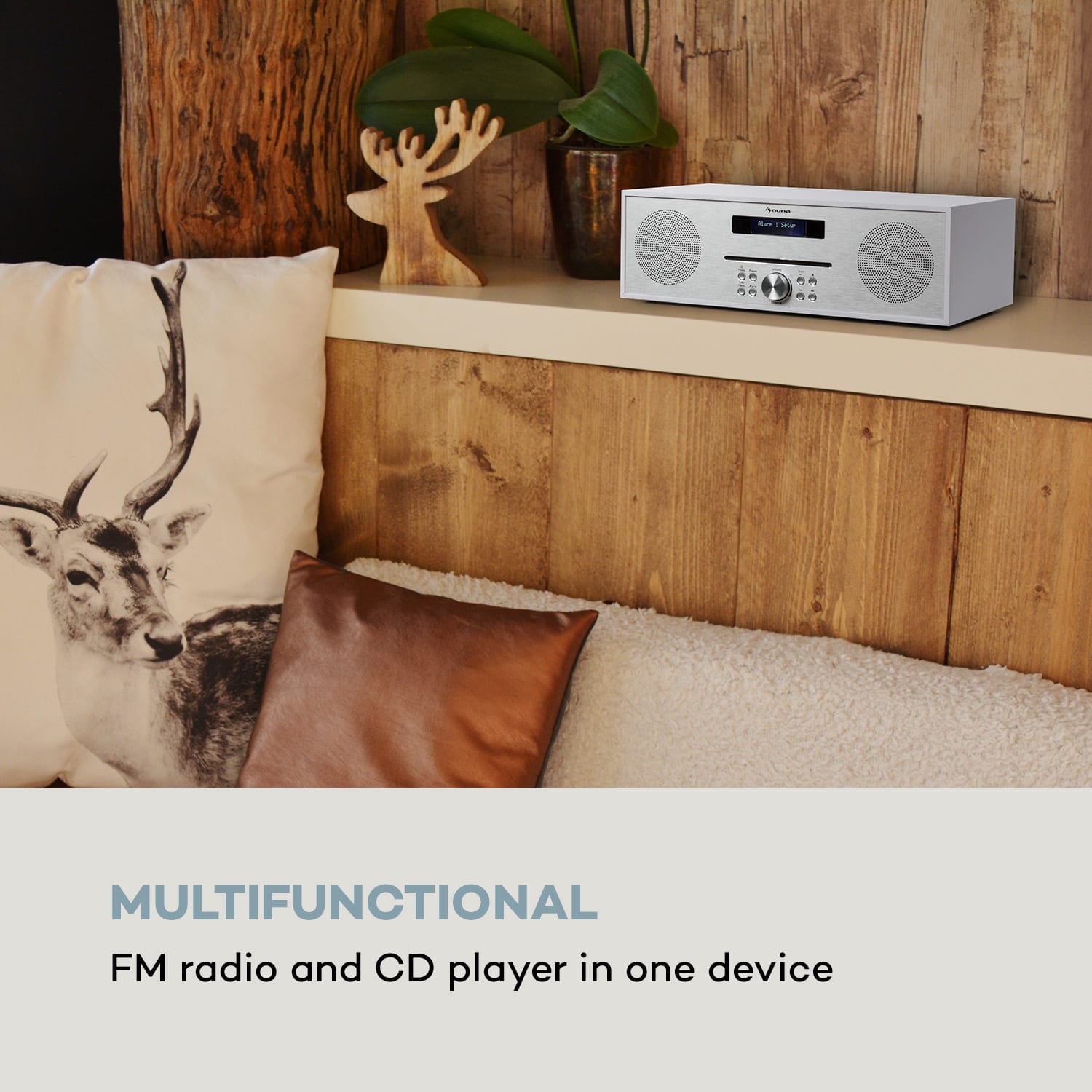Auna Silver Star CD-FM, rádio s CD, 2 x 20 W max., štrbinový CD prehrávač, FM, BT, Alu, biely – Obrázok 2