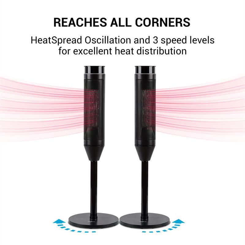 OneConcept Heat Spire, stĺpový ohrievač, 1200/2200 W, 8-hod. časovač, termostat, čierny – Obrázok 5