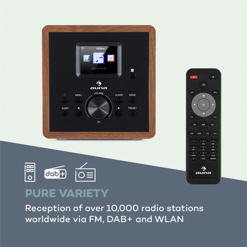 Auna Radio Gaga 2.0, internetové rádio, DAB+, WLAN, FM, bluetooth, AUX, drevené – Obrázok 3
