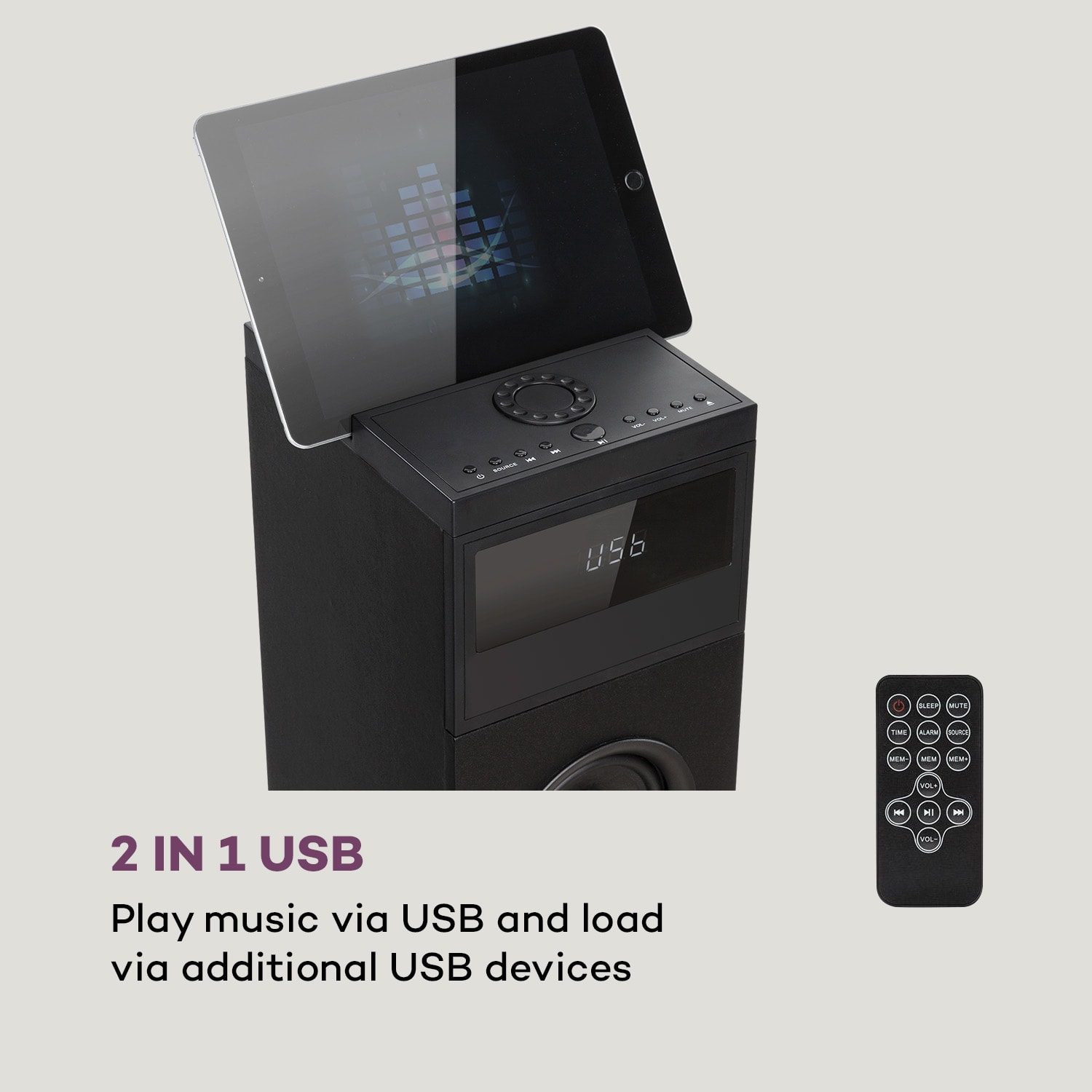 Auna Karaboom 100, vežový reproduktor, 120 W max., bluetooth, 2 v 1 USB, čierny – Obrázok 5