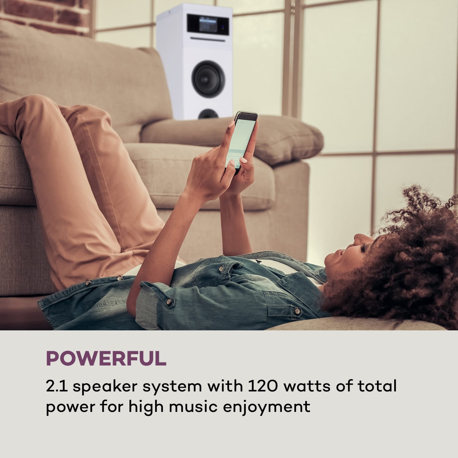 Auna Karaboom 100 Wifi, vežový reproduktor, internetové rádio, DAB+, BT, 120 W, biely – Obrázok 2