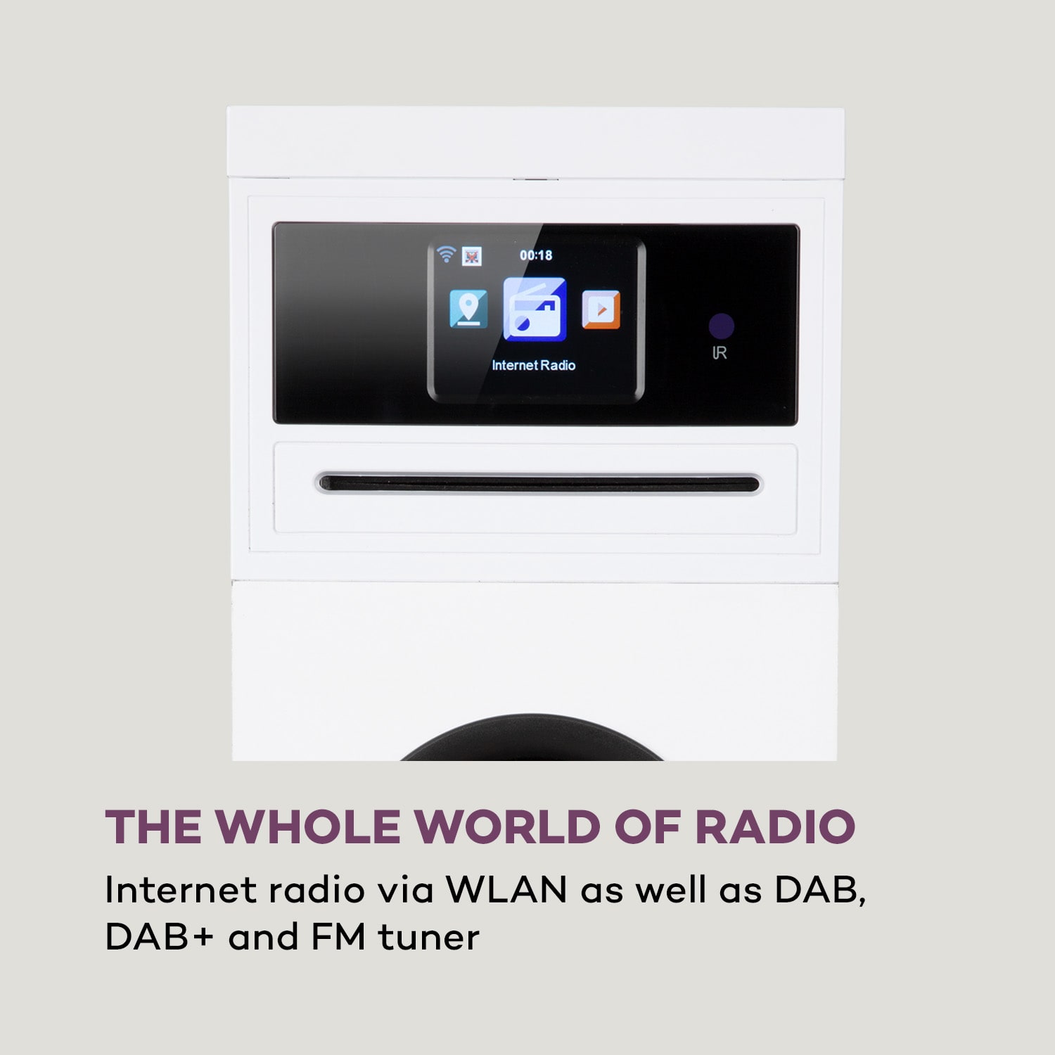 Auna Karaboom 100 Wifi, vežový reproduktor, internetové rádio, DAB+, BT, 120 W, biely – Obrázok 3