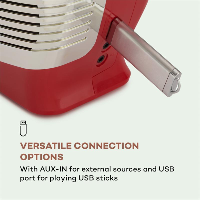 Auna RCD-70 DAB, retro CD rádio, FM, DAB+, CD prehrávač, USB, bluetooth, červené – Obrázok 4