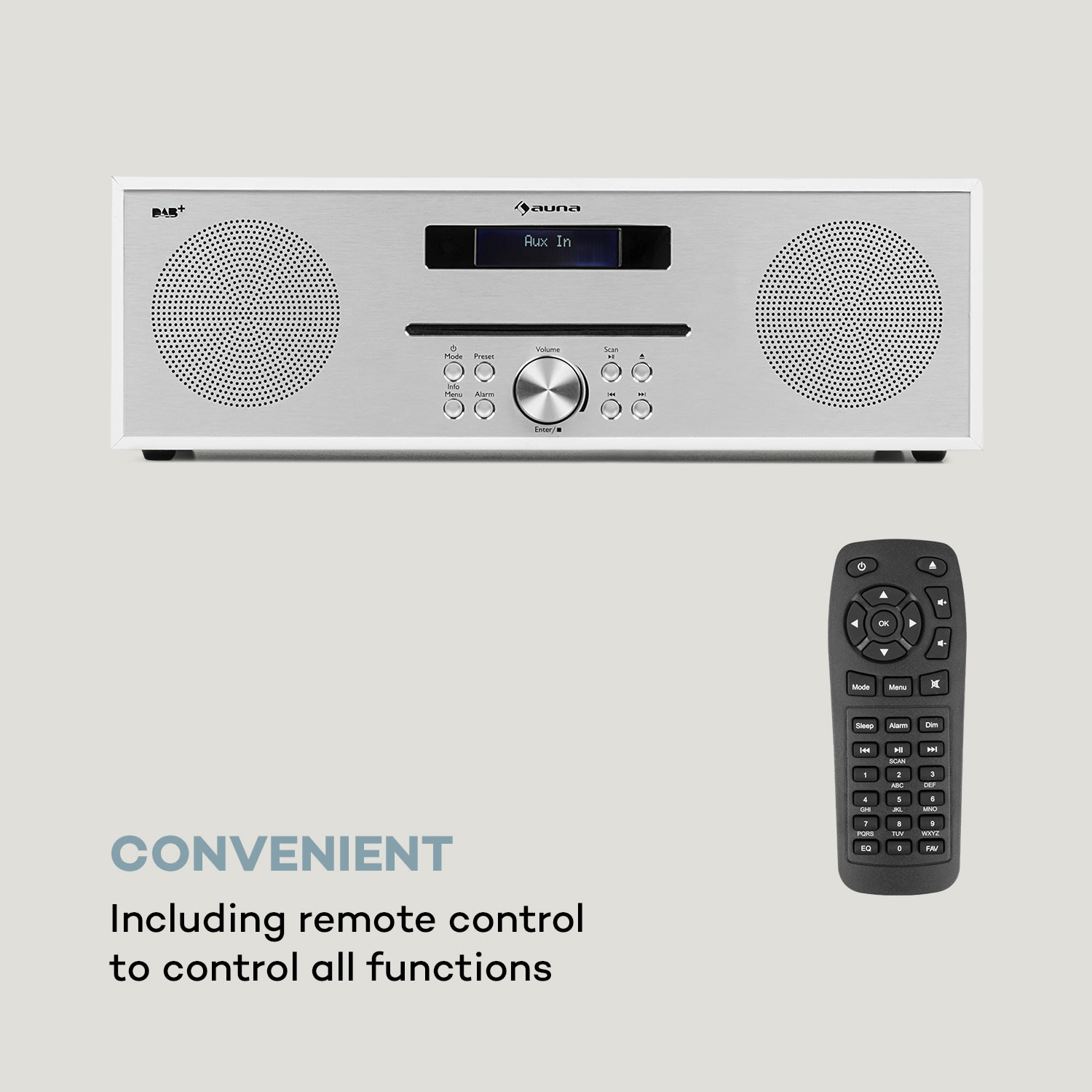 Auna Silver Star CD-DAB, rádio s CD, 2 x 20 W max., štrbinový CD prehrávač, DAB+, BT, Alu, biely – Obrázok 3