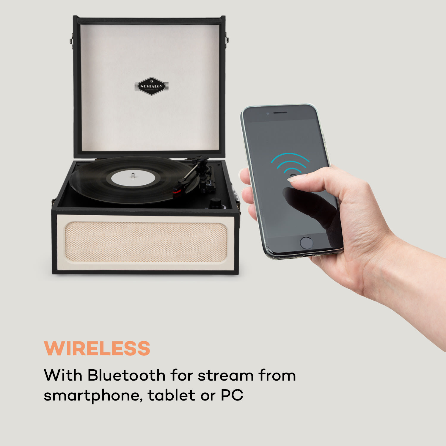 Auna Sarah Ann, gramofón, bluetooth, USB, 33, 45 a 78 ot./min., čierny/krémový – Obrázok 4