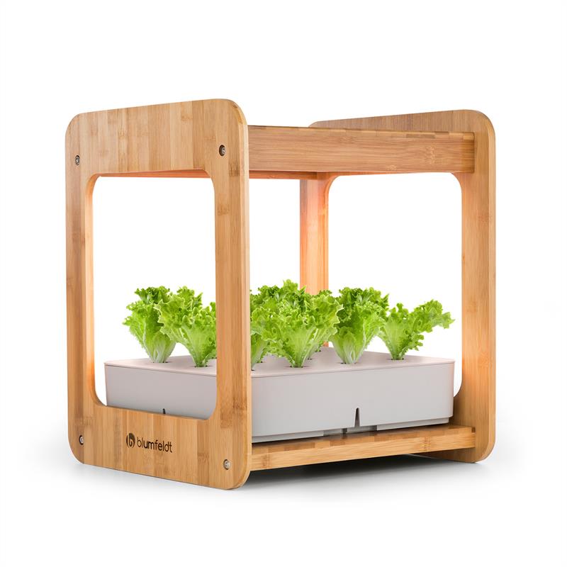 Blumfeldt Urban Bamboo, hydroponický rastlinný systém, 12 rastlín, 24 W LED, 7 litrov, bambus