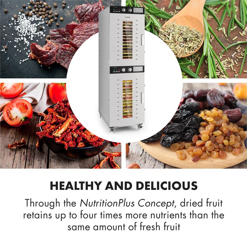 Klarstein Master Jerky 32, sušička potravín, 4500 W, 40 - 90 °C, 15-hod. časovač, ušľachtilá oceľ, strieborná – Obrázok 5