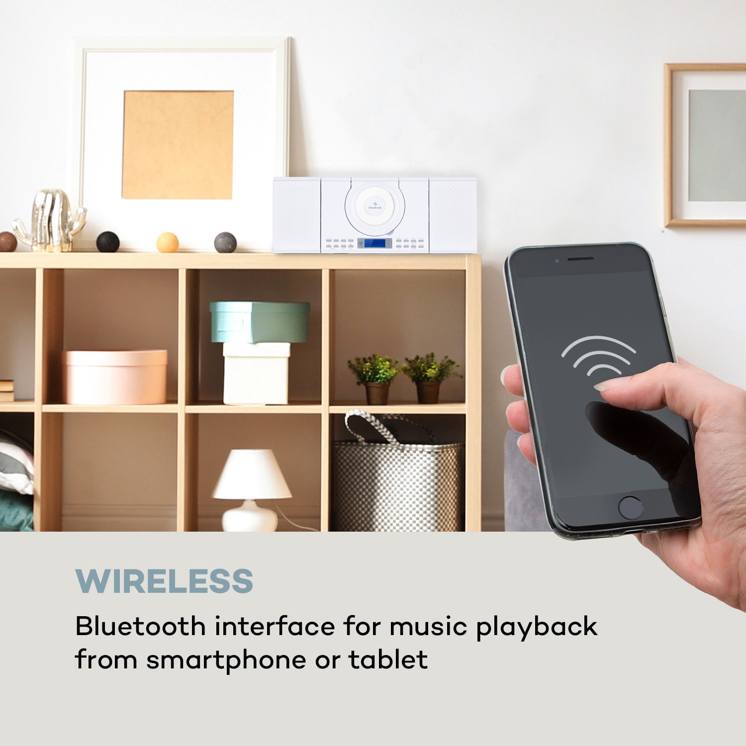 Auna Wallie, mikrosystém, CD prehrávač, bluetooth, USB port, diaľkový ovládač, biely – Obrázok 4