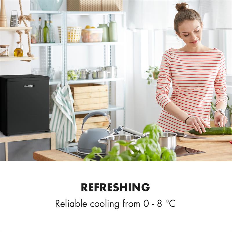 Klarstein Nagano S, mini chladnička, 38 l, 0 dB, 0 - 8 °C, nehlučná, 54,5 cm, čierna – Obrázok 2