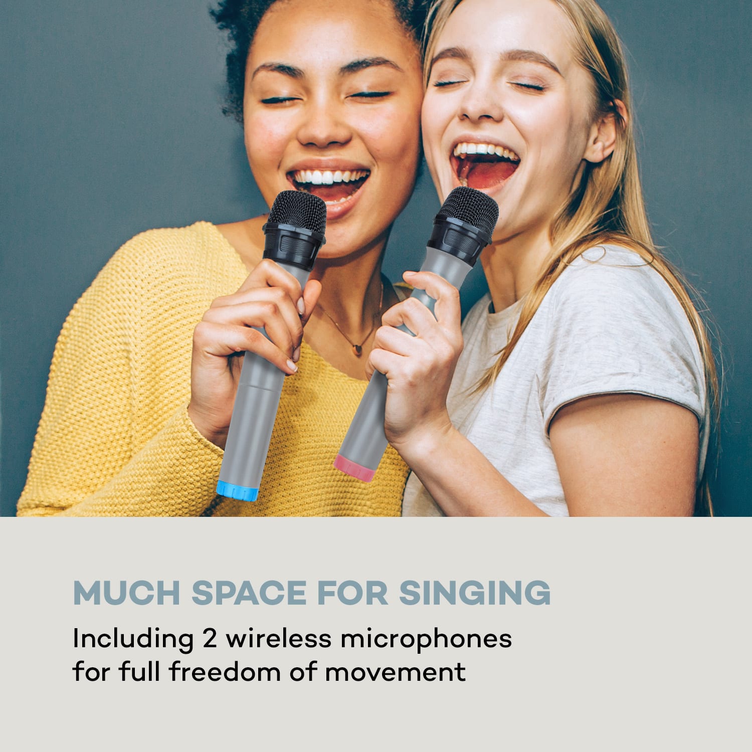 Auna Karaboom 100 Sing, karaoke vežový reproduktor, 120 W max., CD prehrávač, 2 bezdrôtové mikrofóny – Obrázok 2