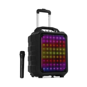 Auna Moving 80.1, LED PA systém, 8" subwoofer, max. 100 W, UHF mikrofon, USB, SD, BT, AUX, prenosný