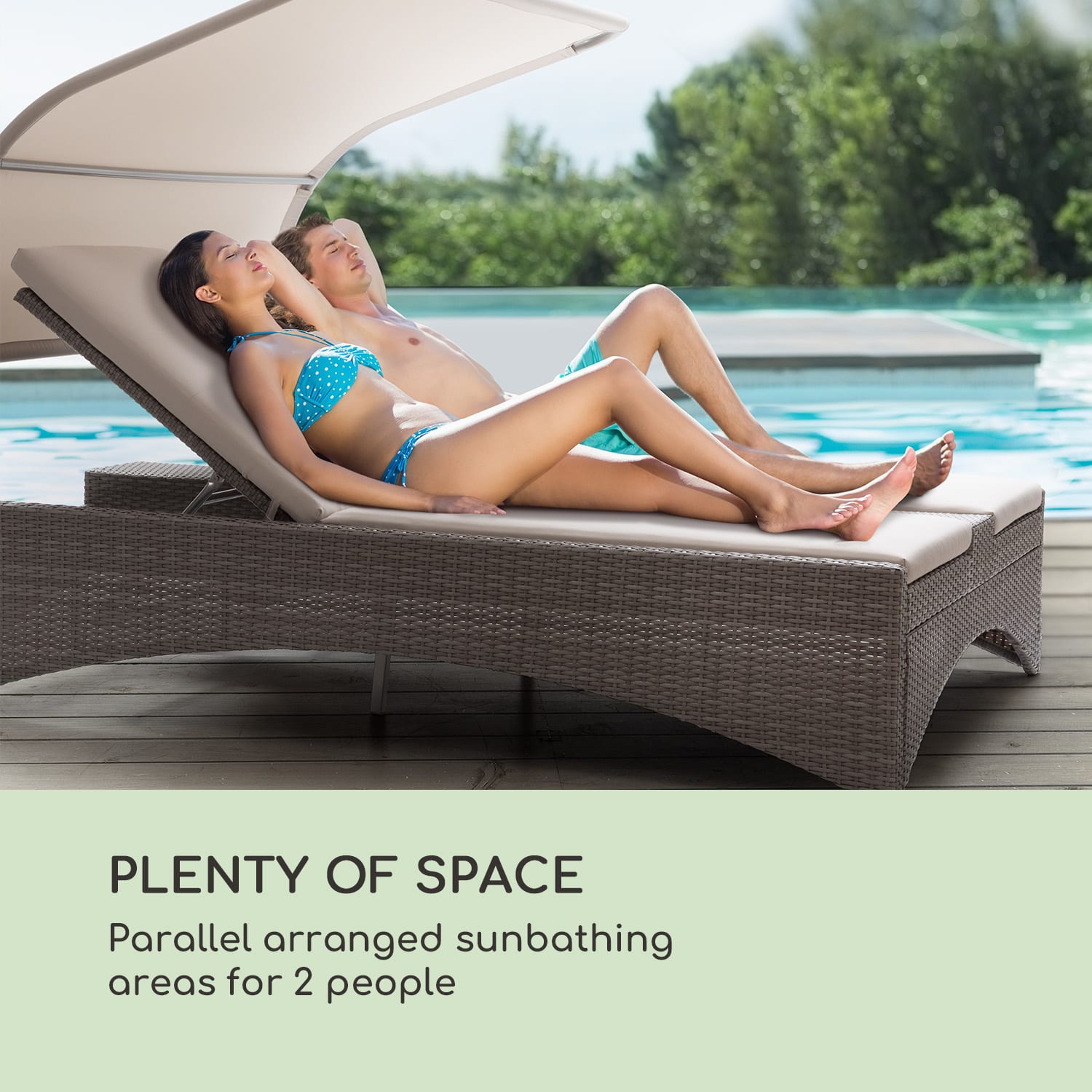 Blumfeldt Eremitage Double Lounger, lehátko, plážové, pre 2 osoby, hliník/ratan, tmavošedé – Obrázok 3