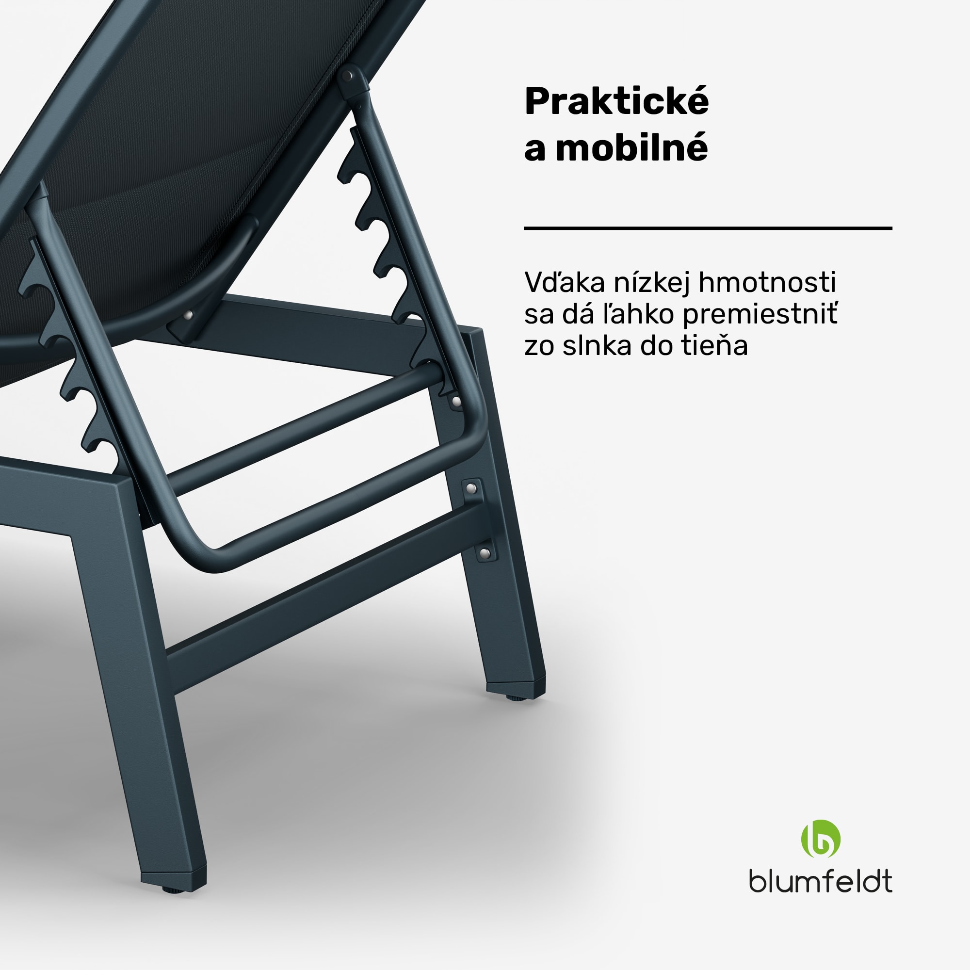 Blumfeldt Renazzo Lounge, záhradné lehátko, 70/30 PVC/PE, hliník, 6 úrovní, antracitové – Obrázok 4