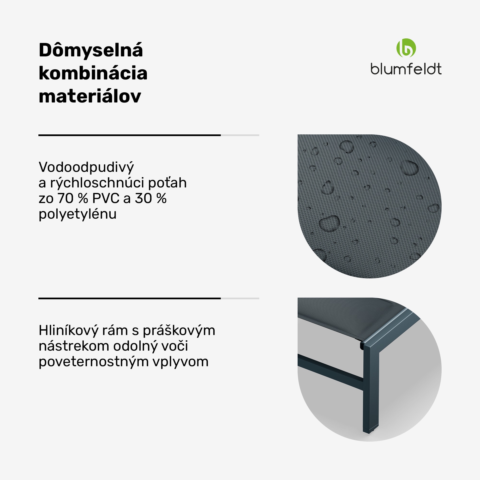 Blumfeldt Renazzo Lounge, záhradné lehátko, 70/30 PVC/PE, hliník, 6 úrovní, antracitové – Obrázok 5