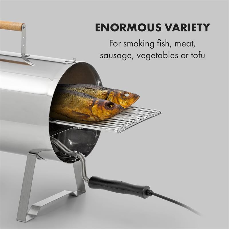 Klarstein Gourmet Barrel, udiareň, nehrdzavejúca ušľachtilá oceľ 0,6 mm, držadlá z dreva, strieborná – Obrázok 3