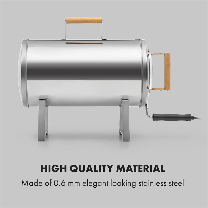 Klarstein Gourmet Barrel, udiareň, nehrdzavejúca ušľachtilá oceľ 0,6 mm, držadlá z dreva, strieborná – Obrázok 4