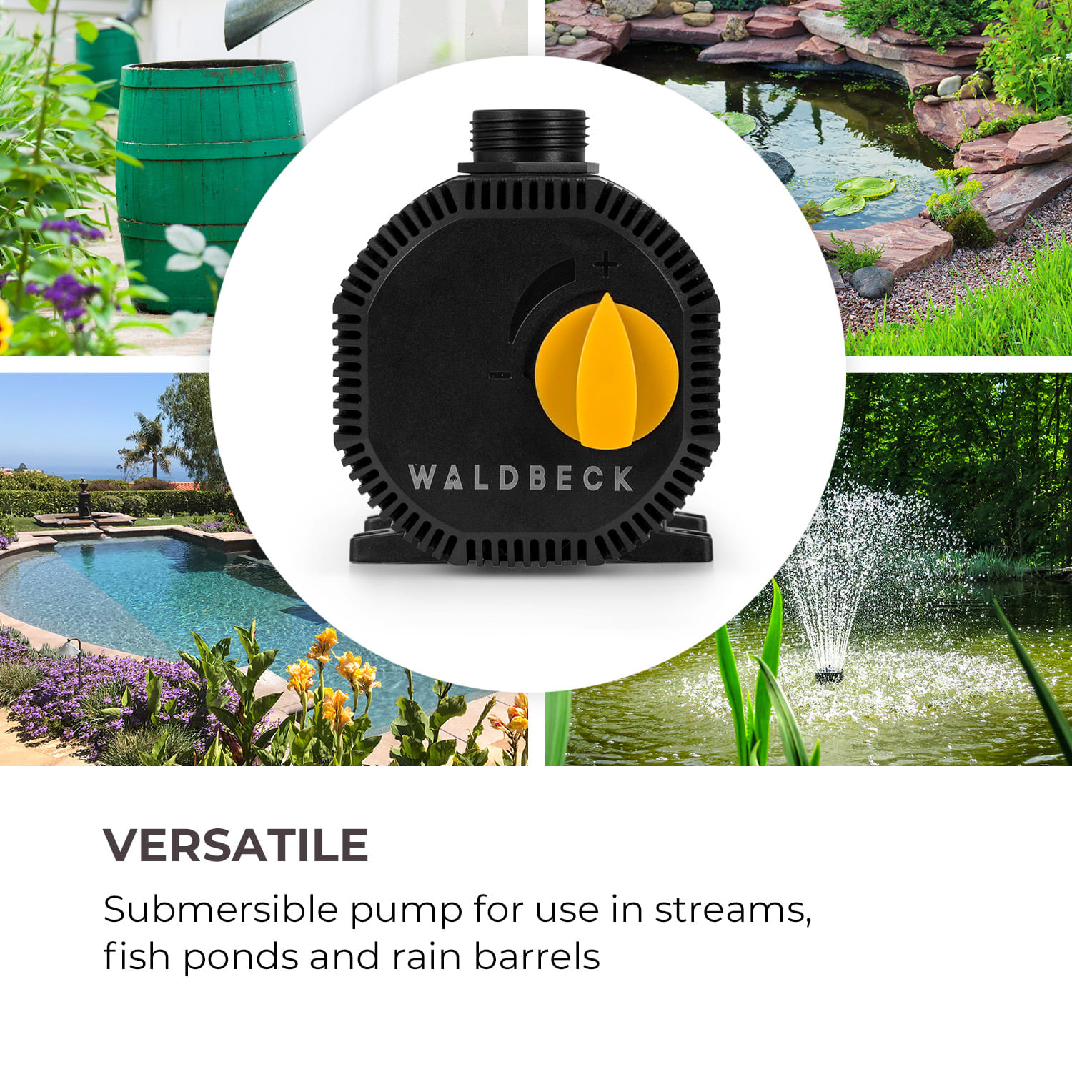 Waldbeck Nemesis T35, jazierkové čerpadlo, výkon 35 W, hĺbka čerpania 2 m, prietok 2300l/h – Obrázok 2