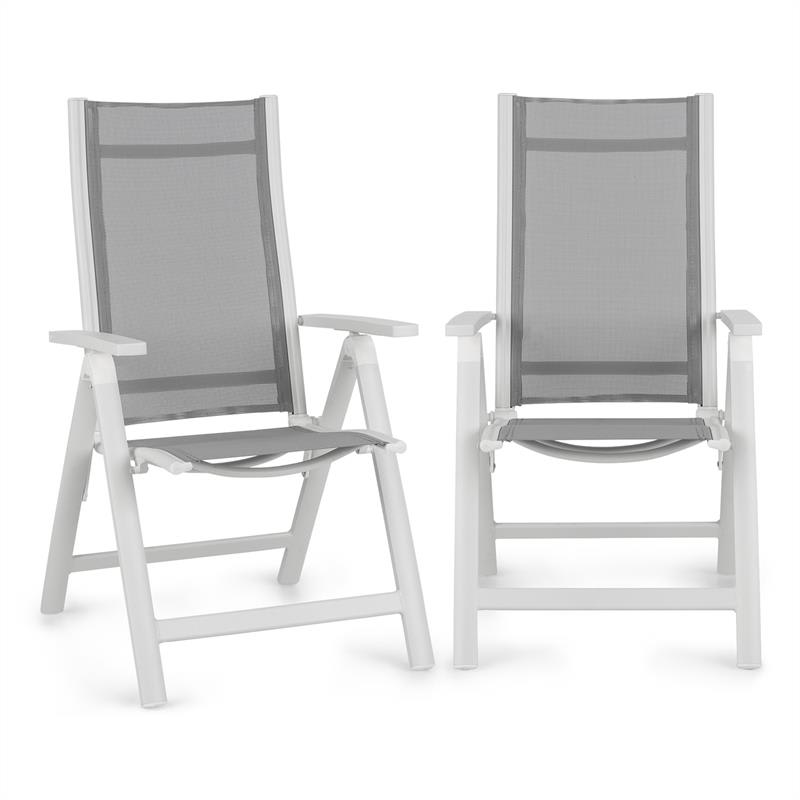 Blumfeldt Cádiz, skladacia stolička, sada 2 kusov, 59,5 x 107 x 68 cm, ComfortMesh, hliník, biela