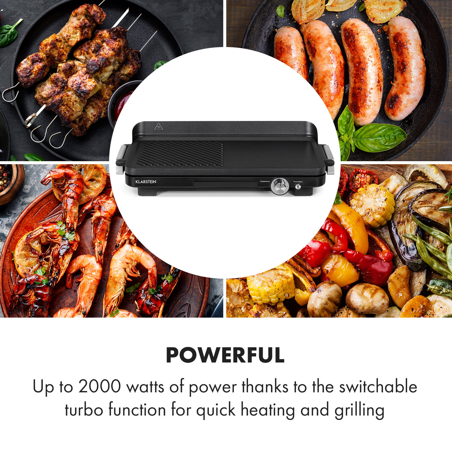 Klarstein Charleroi Turbo, elektrický stolný gril, 2000 W, koncepcia DuoGrill, čierny – Obrázok 4