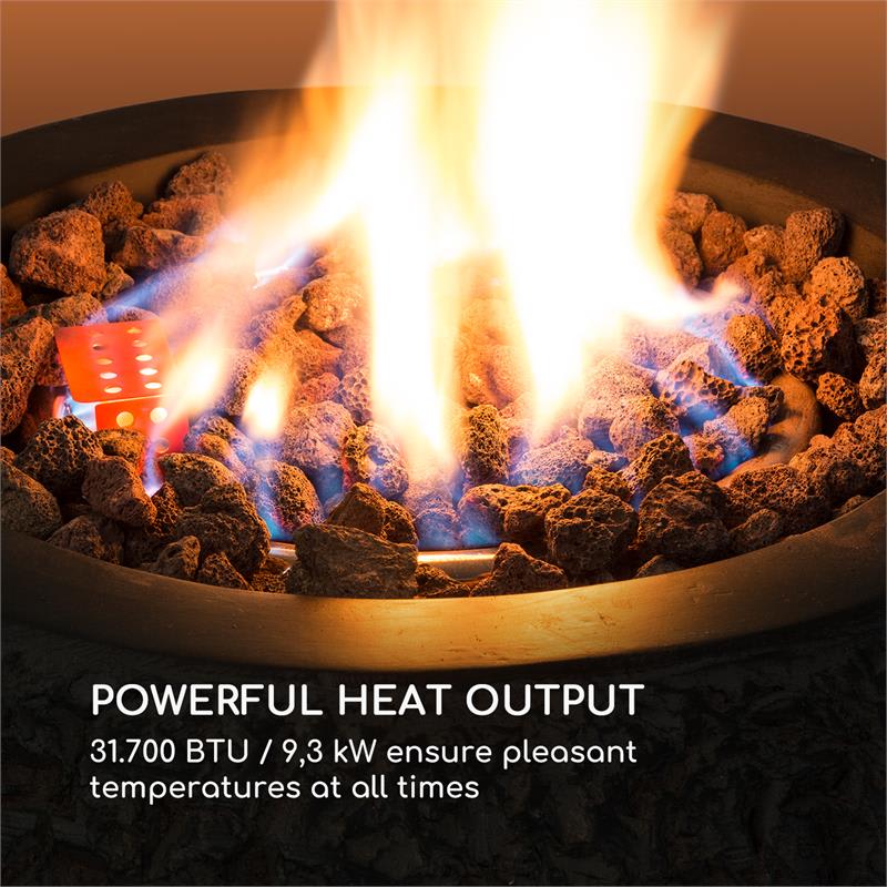 Blumfeldt El Hierro, plynové ohnisko, vykurovací výkon: 31,700 BTU/9,3 kW, tmavosivé – Obrázok 3