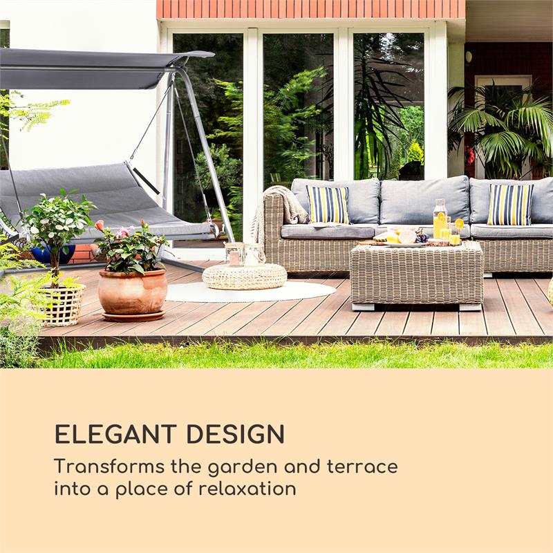 Blumfeldt Garden Grove záhradné lehátko Swing Bed oceľový rám strieška polyester – Obrázok 4