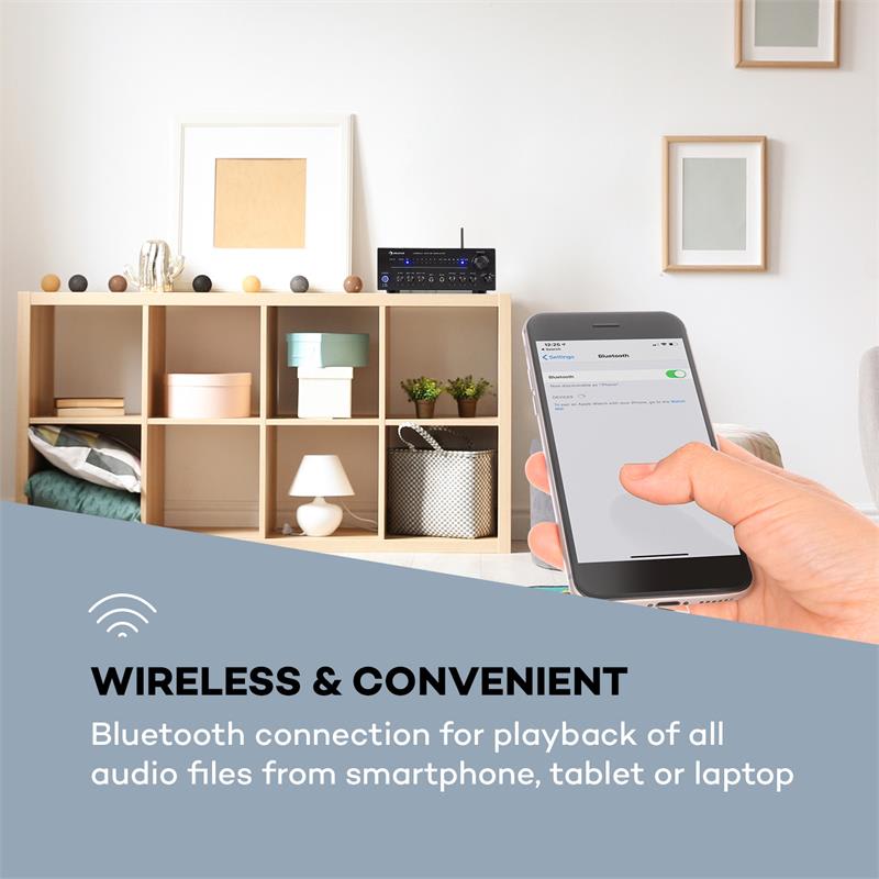 Auna Intelligence Amp, zosilňovač, 2 x 40 W max., WiFi, bluetooth, ovládanie cez aplikáciu, multiroom, čierny – Obrázok 3