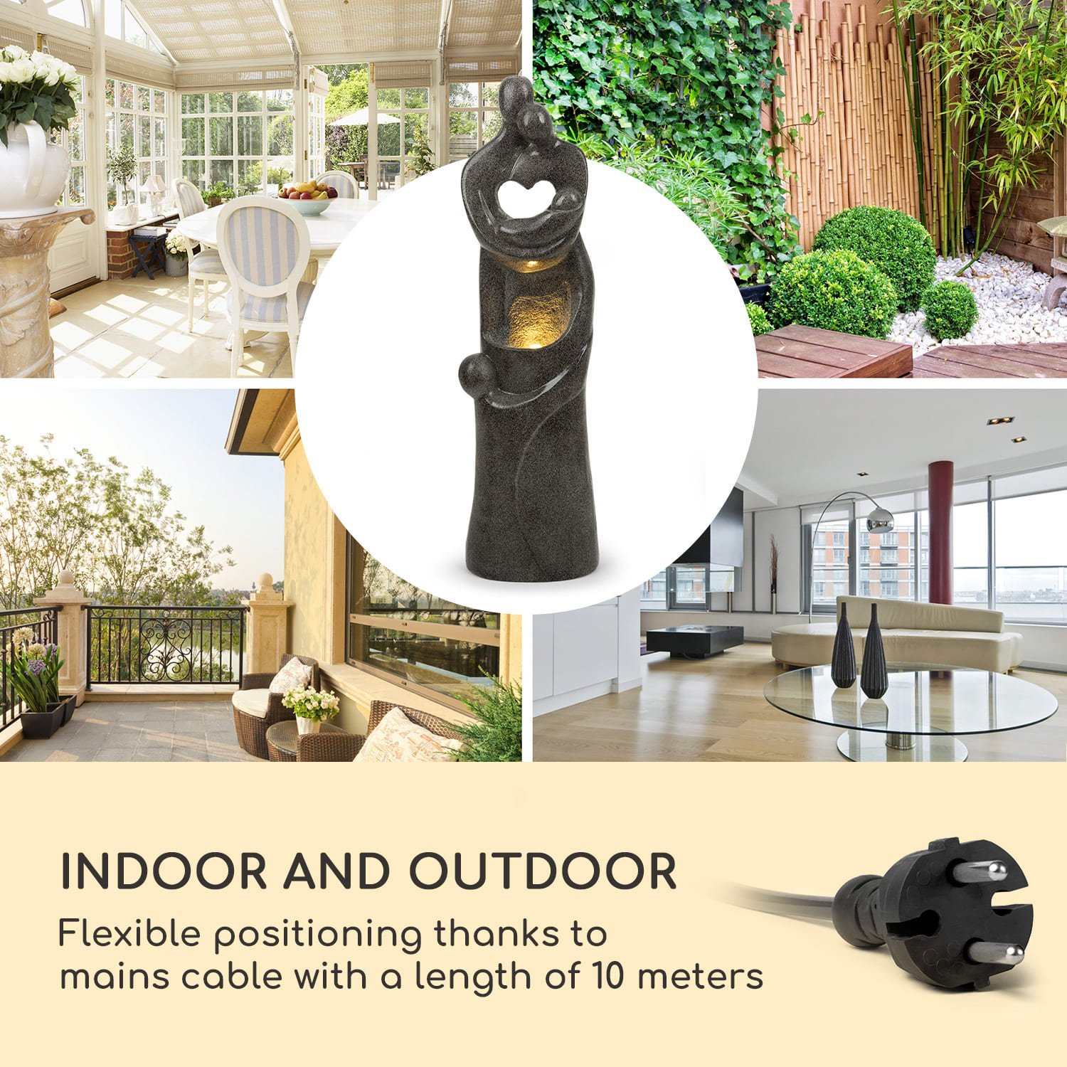 Blumfeldt Sagrada Familia, záhradná fontána, 7 W, LED osvetlenie, polyresin – Obrázok 5