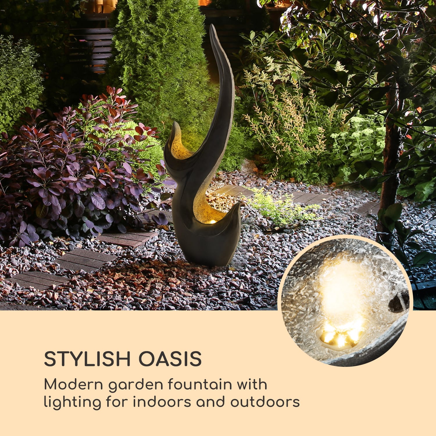 Blumfeldt Arcadia, záhradná fontána,10 W, LED-osvetlenie, polyresin – Obrázok 2