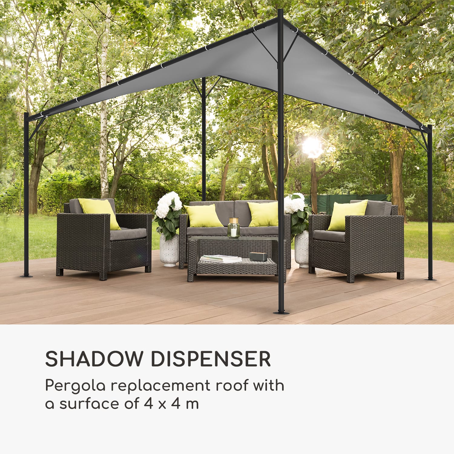 Blumfeldt Sombra, pergola, náhradná strecha, 180 g/cm², polyester, príslušenstvo, sivá – Obrázok 2