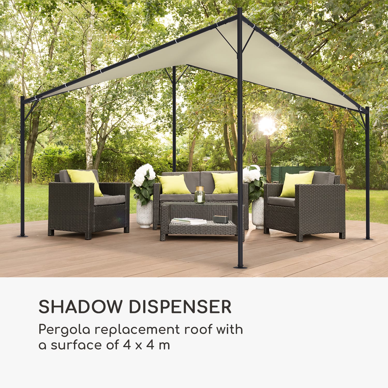 Blumfeldt Sombra, pergola, náhradná strecha, 180 g/cm², polyester, príslušenstvo, béžová – Obrázok 2