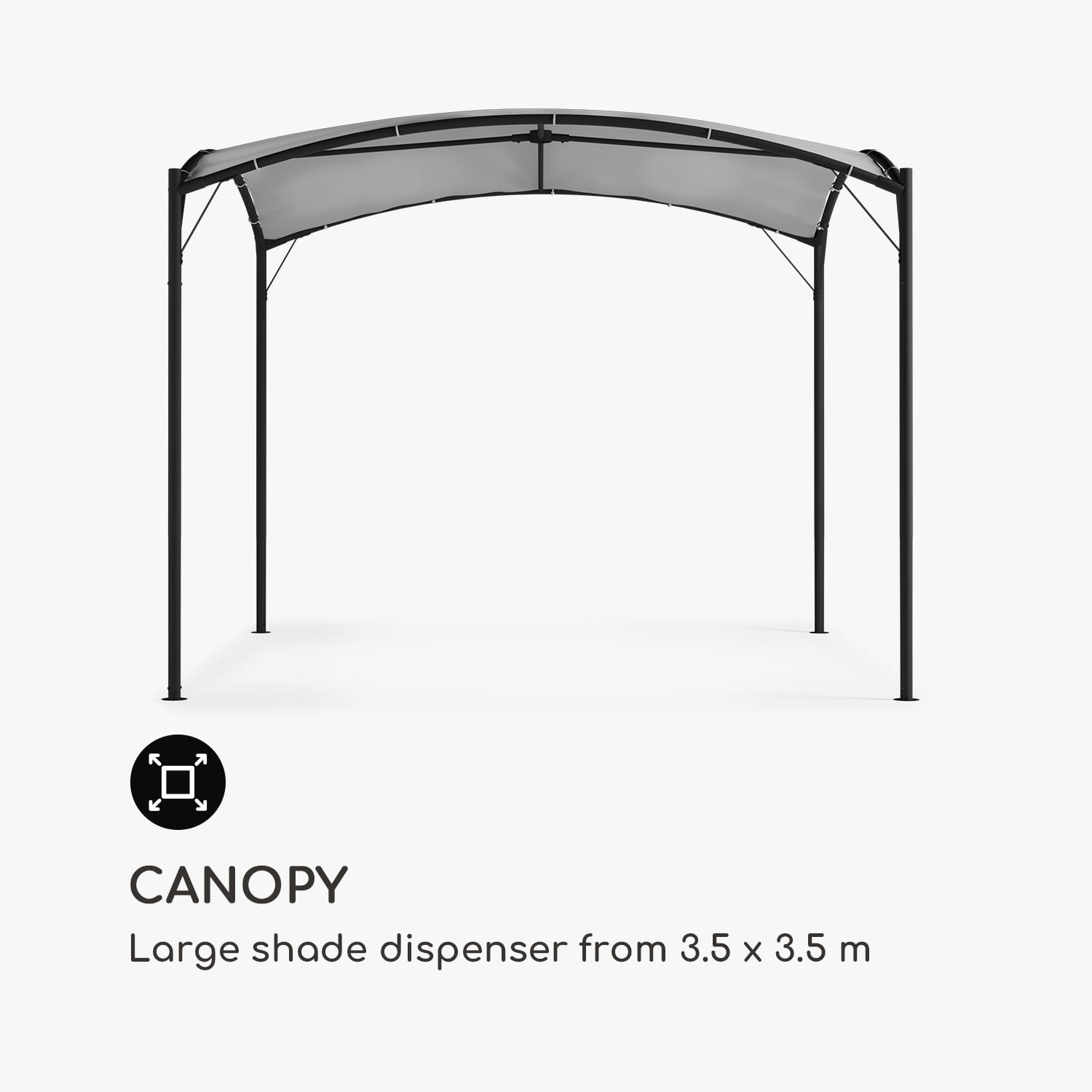 Blumfeldt Castello, pavilón-slnečná plachta, 3,5 x 3,5m, polyester, grau – Obrázok 5